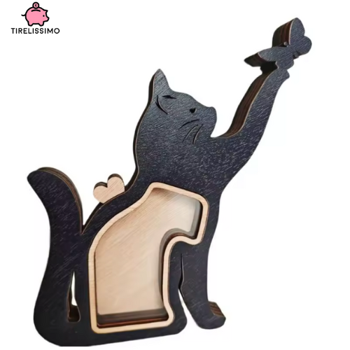 Spardose Katze aus Holz