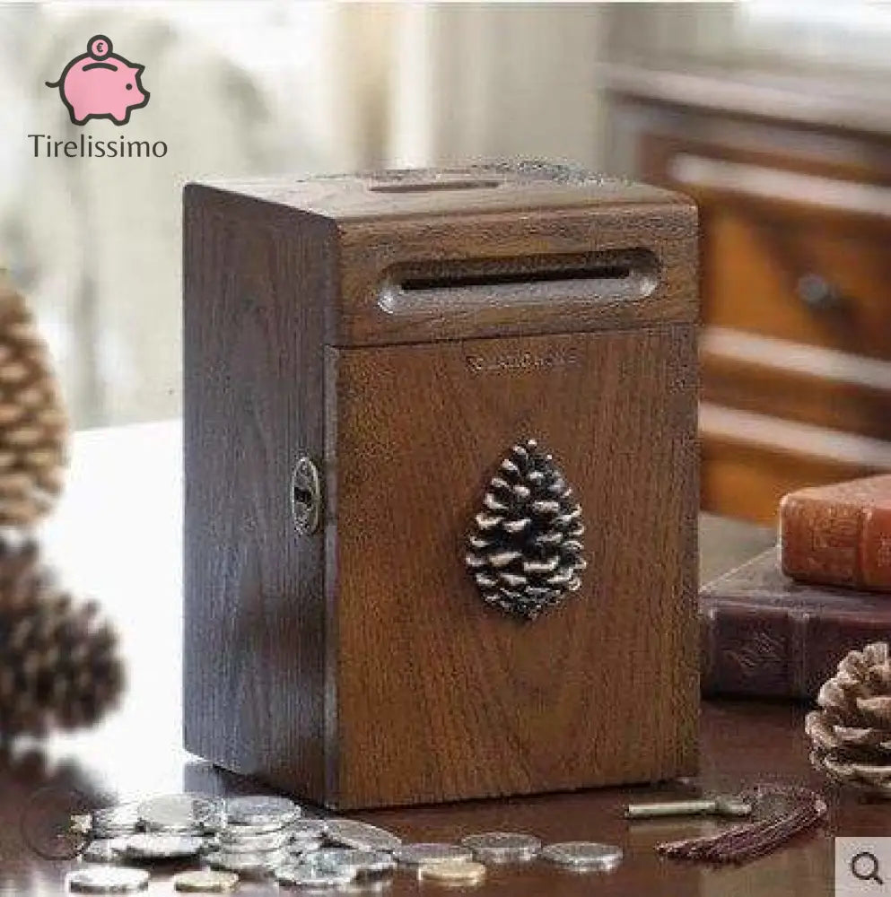 Tirelire Bois Brut Pomme De Pin