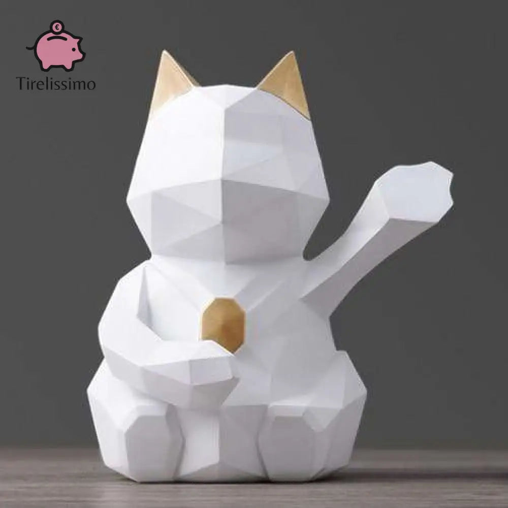Tirelire Chat De La Fortune Blanc / Grande