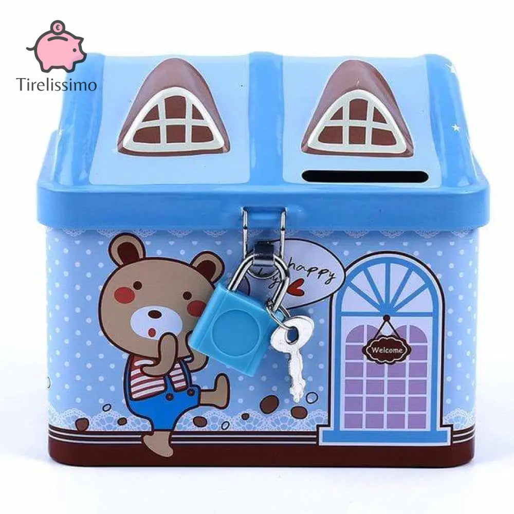 Tirelire Forme Maison Bleu