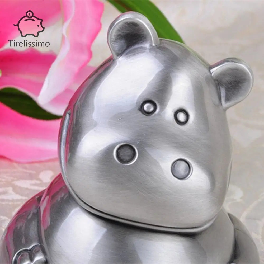 Tirelire Hippopotame Argenté