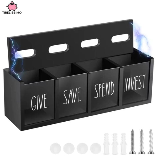 Tirelire Coffre 4 Compartiments "Give Save Spend Invest"