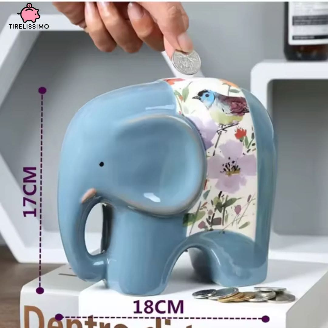 Tirelire Elephant Fleurs