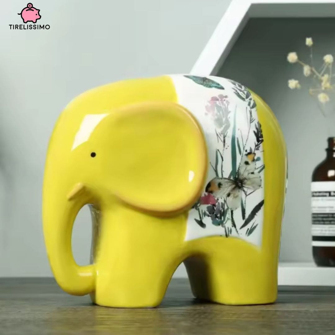 Tirelire Elephant Fleurs