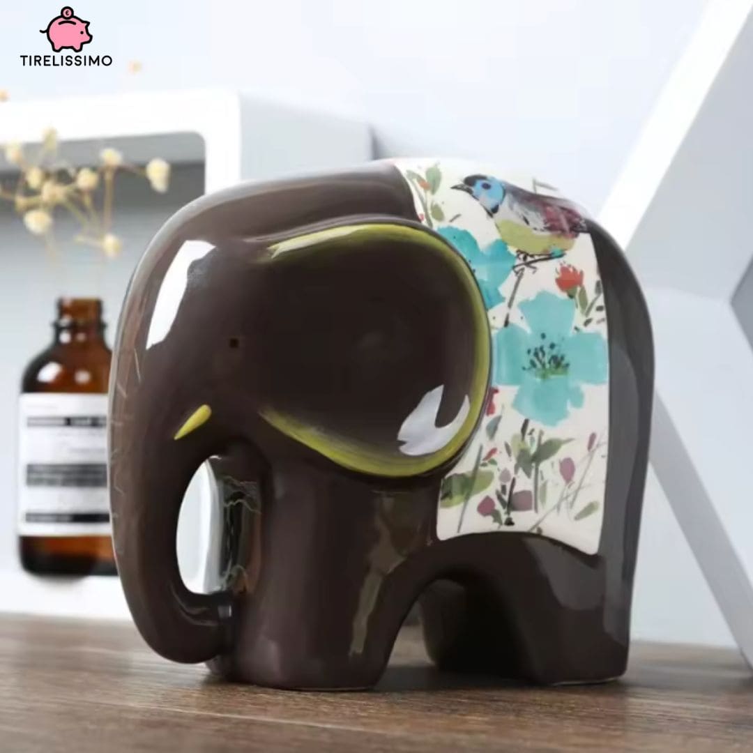 Tirelire Elephant Fleurs